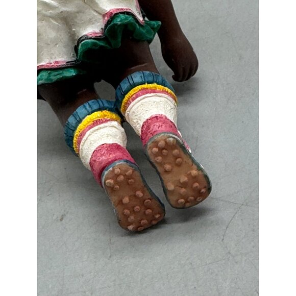 African American kid Soccer Player Figurine Christmas Ornament green 4.5" READ - Picture 5 of 8